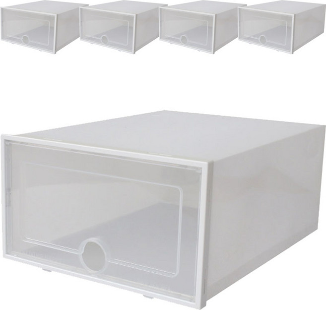 버츄나인 신발정리 보관함 세로형 오픈, 화이트 + 화이트, 5개