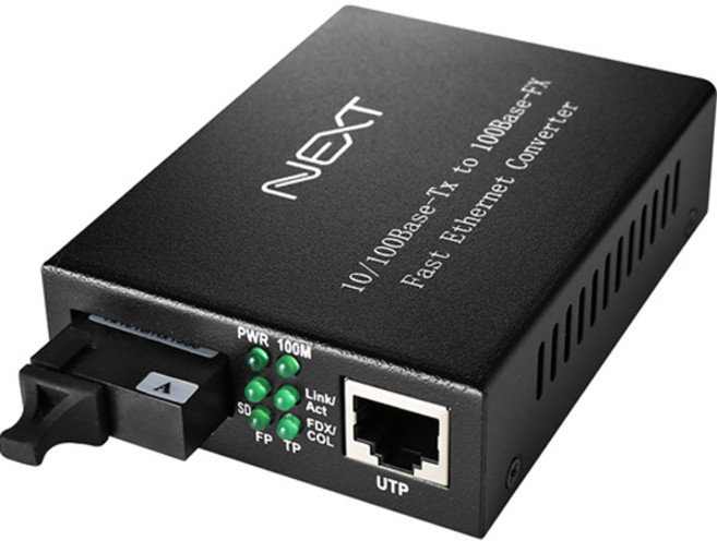 넥스트유 1코어 싱글SC타입 광미디어컨버터 NEXT-200FSCSW-A, 블랙, 1개