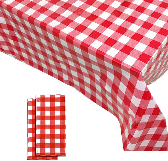 모노플리 일회용 체크 테이블보, 레드, 274 x 137 cm, 2개