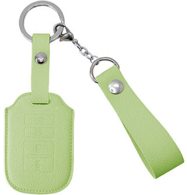 오시에나 자동차 가죽 스마트 차키케이스 스프링 키홀더, 라임, 기아 C(4버튼)