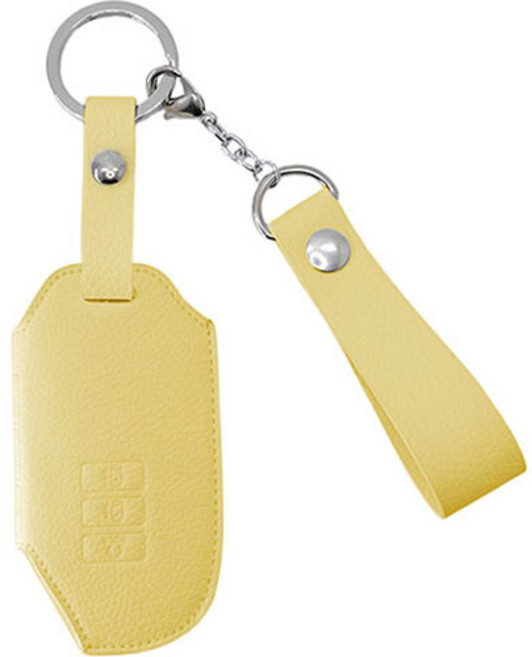 오시에나 스프링 자동차 가죽 스마트 차키케이스, 레몬옐로우, 기아 I타입 (7버튼)