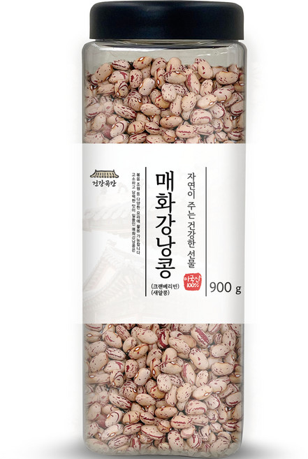 건강곡간 매화강낭콩 크랜베리빈 새알콩 통, 900g, 1개