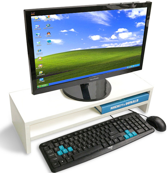 레디박스 심플 데스크 우드 2단 모니터 받침대, 화이트