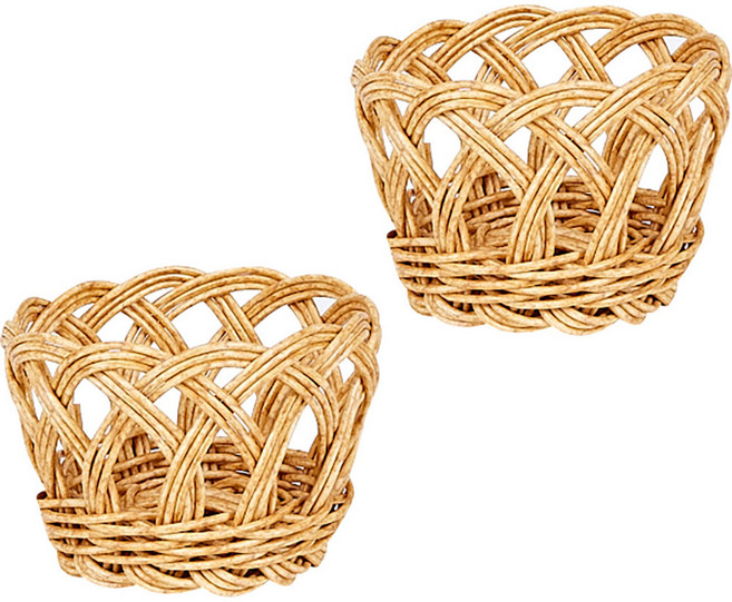 하우스레시피 PP라탄 소품 바스켓, 베이지, 2개