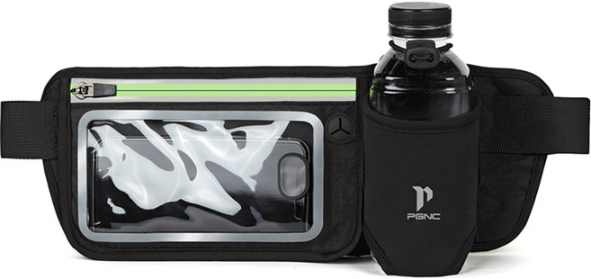 패기앤코 데일리 스포츠 기능성 조깅 러닝 캠핑 등산 탁구 배드민턴 낚시 멀티힙색 PCB-039, 블랙(형광연두지퍼), 1개