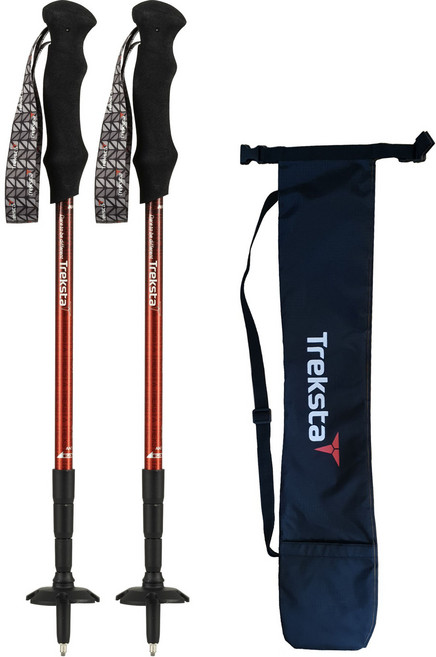 트렉스타 예일로 4단 등산스틱 2p + 스틱 케이스 세트, 레드, 1세트
