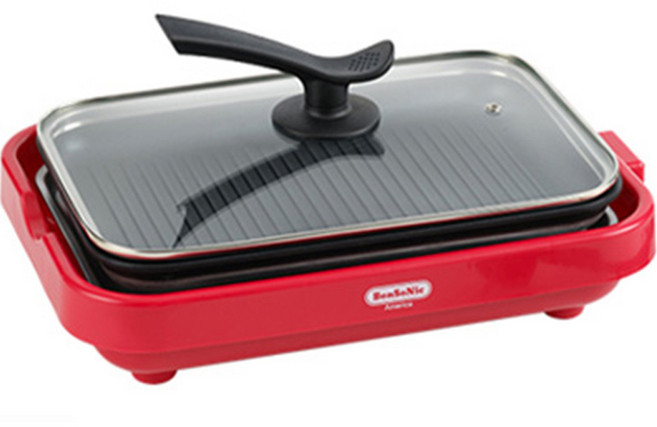 벤소닉 가정용 캠핑용 분리형 미니 전기그릴, HY-6105(레드)