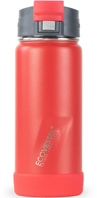 에코베슬 퍽 16 스텐 원터치뚜껑 보온 보냉 텀블러, 재즈레드, 473ml, 1개