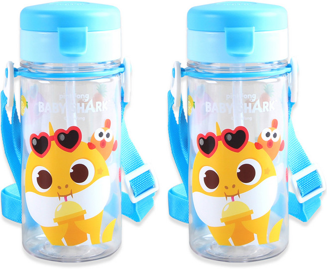 아이조움 아기상어 유아용 원터치 흘림방지 빨대물통 2p, 350ml, 2개, 혼합색상