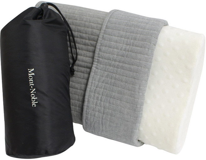 몽트노블 포터블 메모리폼 베개 + 밴딩 베개커버 세트, 화이트, 1세트