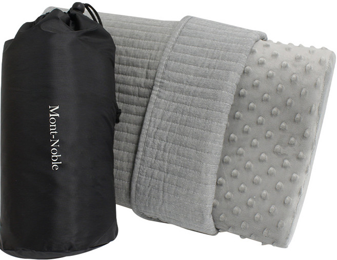 몽트노블 포터블 메모리폼 베개 + 밴딩 베개커버 세트, 그레이, 1세트