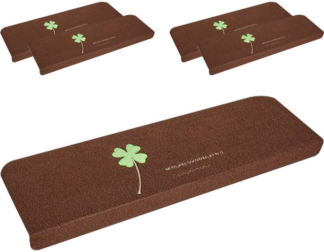 계단 미끄럼 방지 패드, 야광클로버브라운, 5개