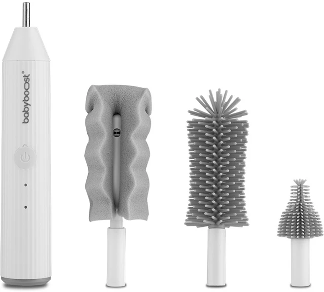 베이비부스트 스마트 전동 젖병 세척솔 스펀지 + 실리콘 + 젖꼭지용 3종 세트 BBA2001, 혼합색상, 1세트 - 쿠팡