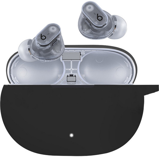 스페이스쉴드 실리콘 키링 이어폰 케이스, 애플 비츠 스튜디오 버즈 플러스, 블랙, 1개