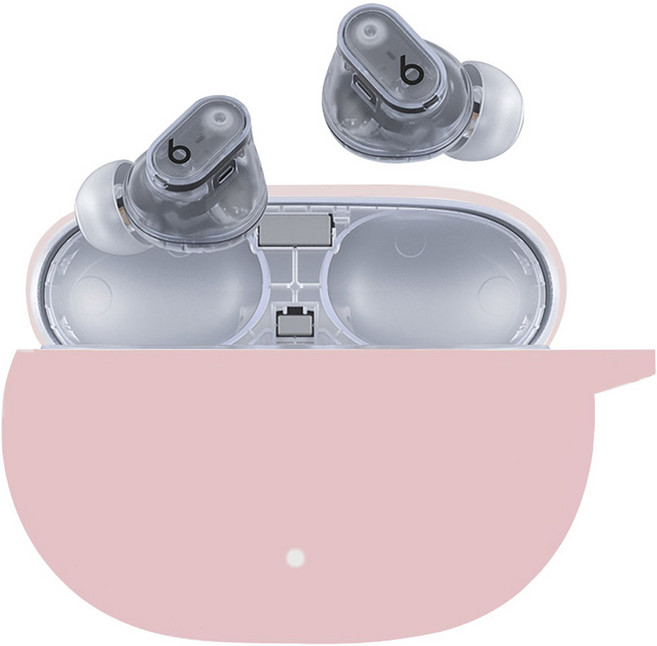 스페이스쉴드 실리콘 키링 이어폰 케이스, 애플 비츠 스튜디오 버즈 플러스, 베이비핑크, 1개