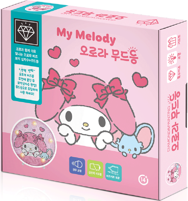 토이앤퍼즐 마이멜로디 일상 보석십자수 무드등 DIY 세트 BSM-003, 혼합색상, 1세트