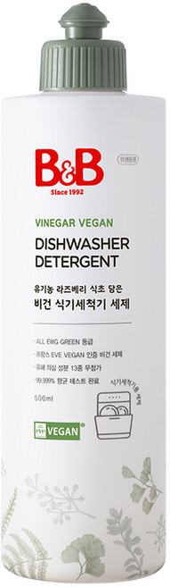 비앤비 비건 식기세척기 세제 용기형, 500ml, 1개
