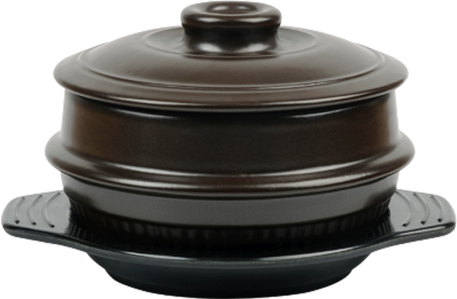 진뚝배기 직화찌개솥 해장기A 뚜껑형 4호 + 멜라민 받침 세트, 17cm, 1세트