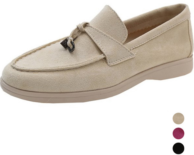 엘쏘 여성용 버클 태슬 스웨이드 로퍼