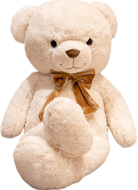 soonZAM 純眠 Love Smile Bear 大型蝴蝶結熊玩偶, 1個, 120cm, 白色