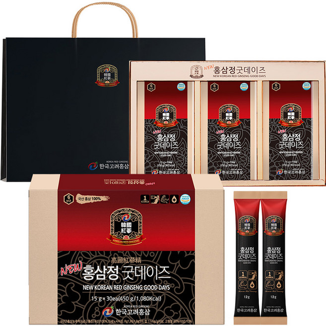 한국고려홍삼 뉴 홍삼정 굿데이즈 10p + 쇼핑백, 15g, 30개입, 3개