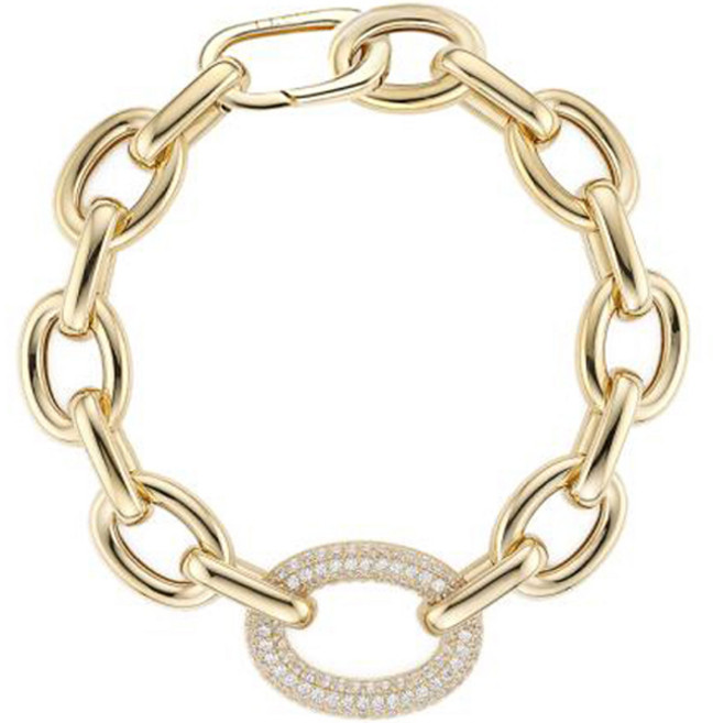 로이드 여성용 버메일 파베 링크 16K 팔찌 LLBB23348S