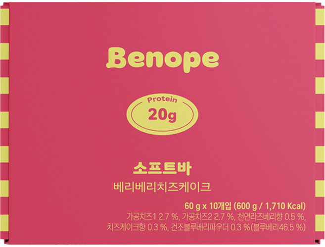 베노프 소프트바 프로틴바 베리베리치즈케이크 10p, 600g, 1개