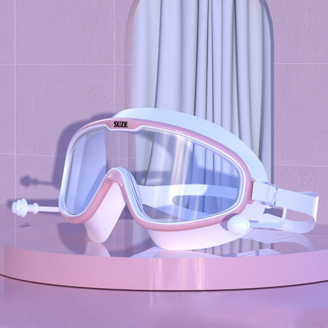 엘쏘 고글형 귀마개 일체형 다이빙 수경, 핑크화이트, 1개