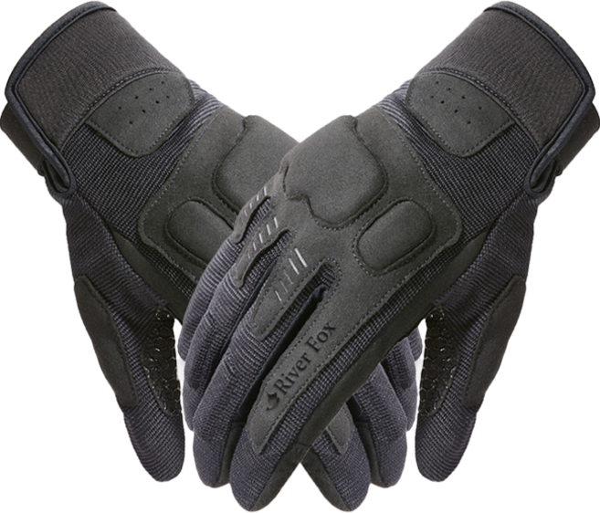 리버폭스 오토바이 라이딩 통기성 터치 장갑 양손세트, 블랙