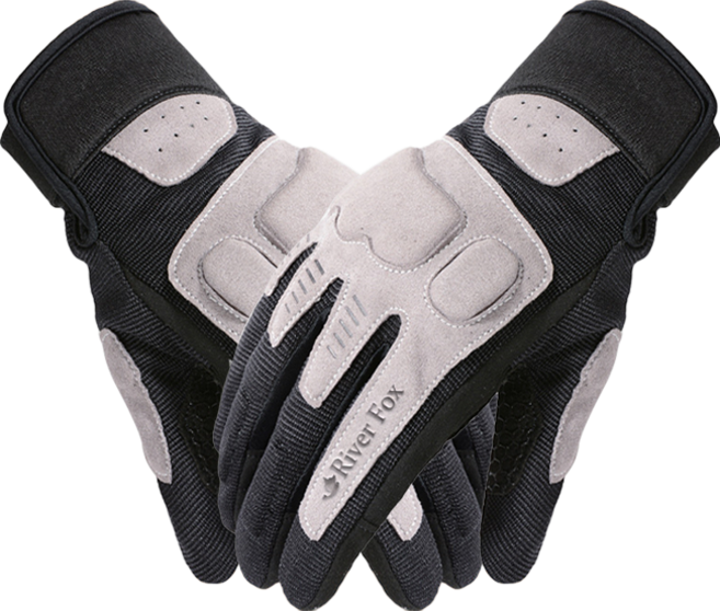 리버폭스 오토바이 라이딩 통기성 터치 장갑 양손세트, 화이트