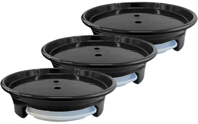 화분월드 고정식 원형 모던베이직 화분받침대 3p, 반타 블랙, 3개