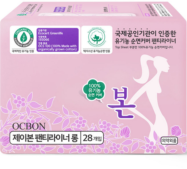 유기농본 제이본 팬티라이너, 롱, 28개입, 1개