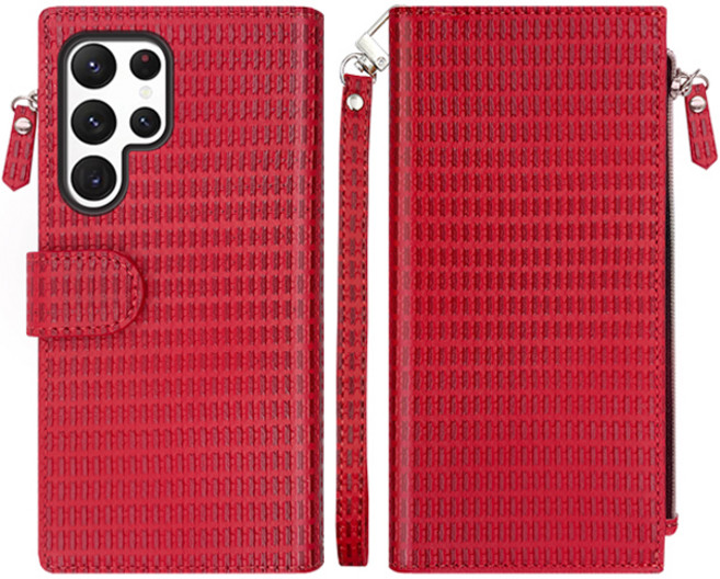 까미또 라인텍스쳐 지퍼 스트랩 다이어리 휴대폰 케이스