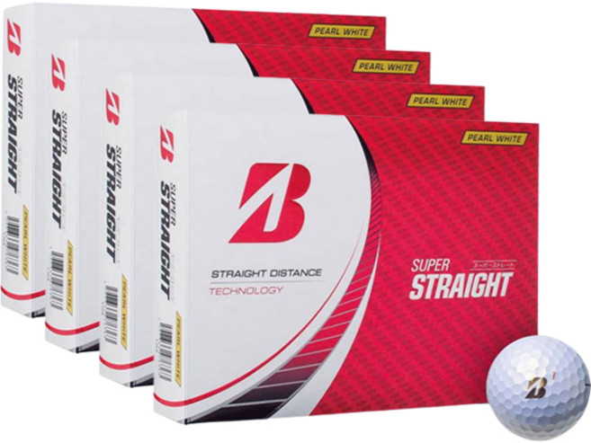 브리지스톤골프 슈퍼 스트레이트 테크놀로지 골프공 3피스, 펄화이트, 12개입, 4개