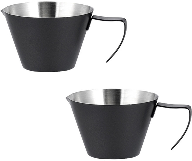 칼딘 대용량 스텐 벨크리머 눈금 계량 에스프레소 스테인리스 샷잔 110ml, 블랙, 2개