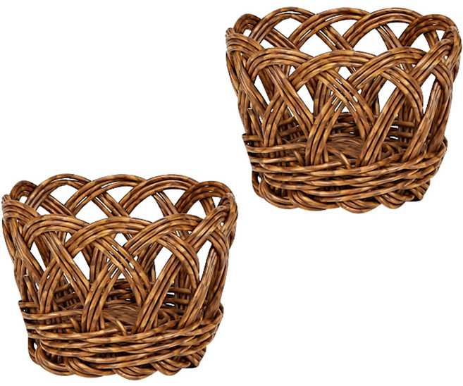 하우스레시피 PP라탄 소품 바스켓, 브라운, 2개