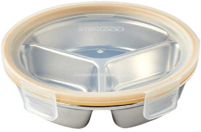 스텐락 뉴강력밀폐 3칸나눔 600ml 옐로우, 1개, 단품