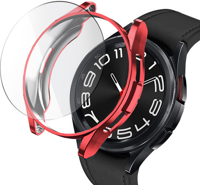 루아러블 갤럭시워치 TPU 케이스 + 강화유리 액정보호필름 세트, 레드, 1개