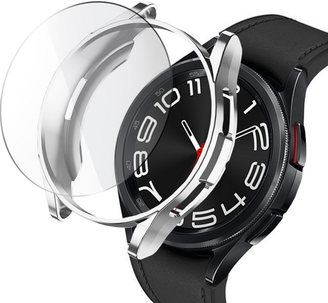 루아러블 갤럭시워치 TPU 케이스 + 강화유리 액정보호필름 세트, 실버, 1개