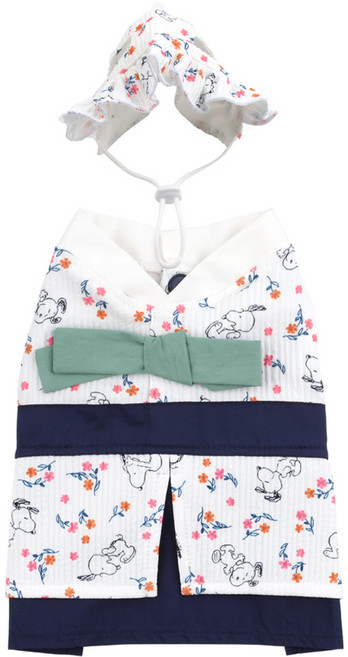 피너츠 강아지 스누피 보이즈 한복 + 모자 세트, 네이비, 1세트