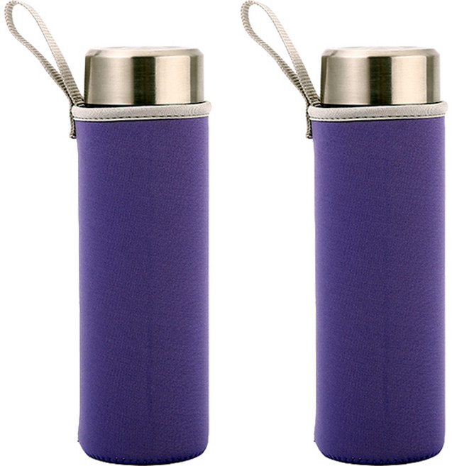 뷰레이티닷컴 베이크 무지 물병가방 360ml, 퍼플, 2개