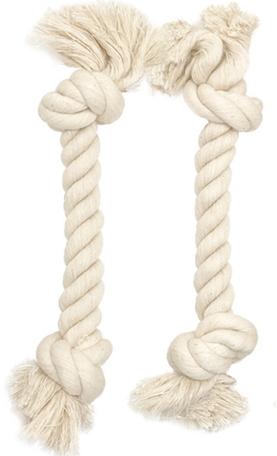 딩독 강아지 부드러운 수제 치실 터그놀이 장난감, 아이보리, 2개