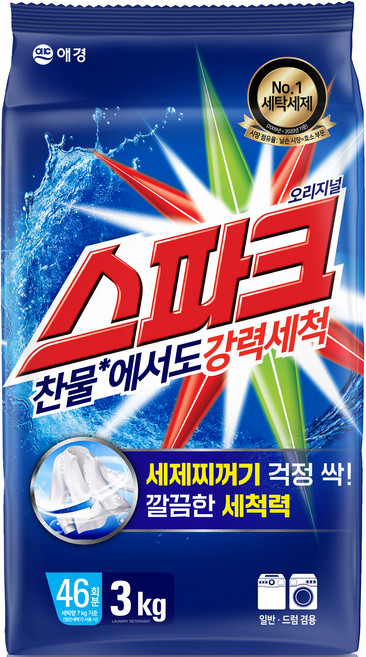 스파크 오리지널 분말세제 리필, 3kg, 1개