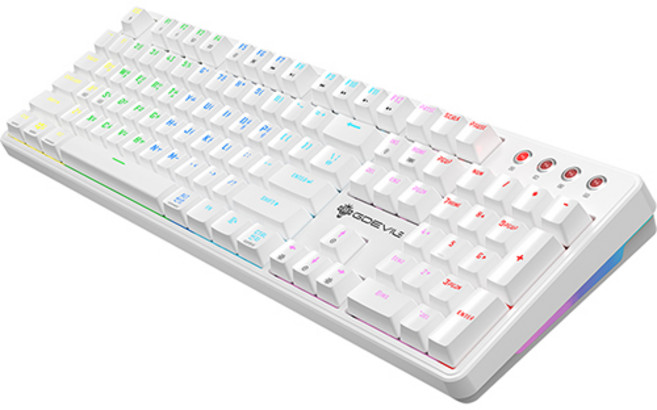 지데빌 스커드 이중사출 키캡 게이밍 기계식 유선 일반형 키보드, 화이트, G917, 적축