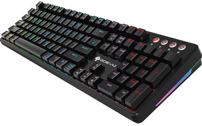 지데빌 스커드 이중사출 키캡 게이밍 기계식 유선 일반형 키보드, 블랙, G917, 적축