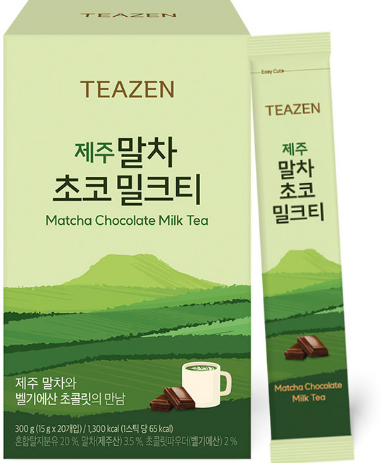 TEAZEN 茶禪 濟州抹茶巧克力奶茶隨身包, 15g, 20條, 1盒