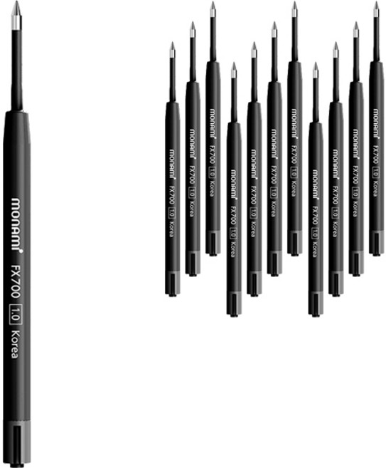 모나미 FX 700 볼펜 리필심 0.5mm, 흑색, 12개