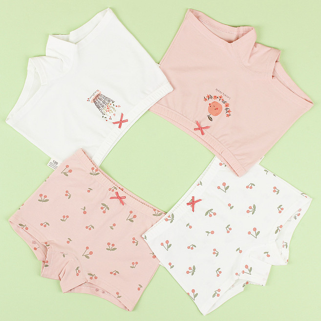 스콕스 여아용 드로즈 사각 팬티 4종 세트 체리 WPS-937