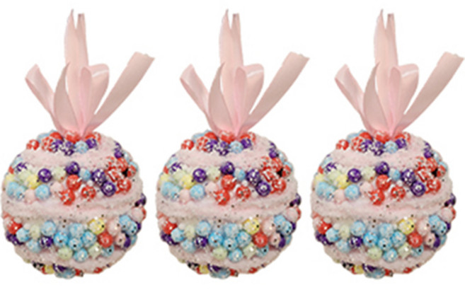 크리스마스 슈팅스타볼 3p, 핑크믹스, 8cm, 3개