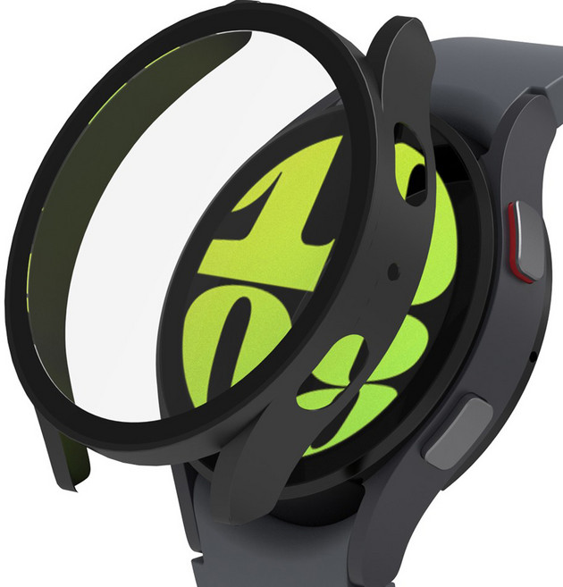 로랜텍 갤럭시워치 케이스 풀커버 액정보호 강화유리, 블랙, 1개